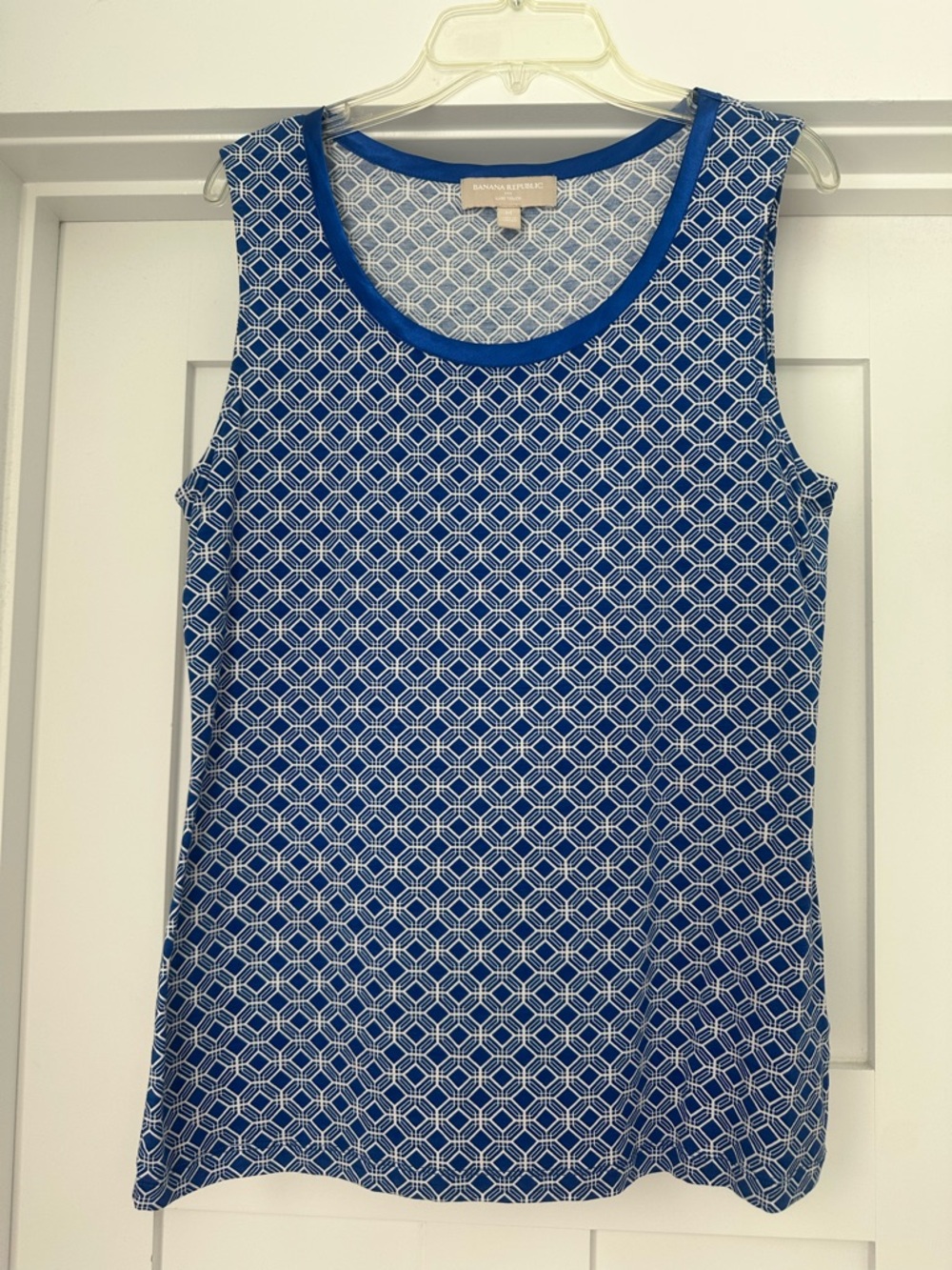 Banana Republic Blue White Geometric Tank Top